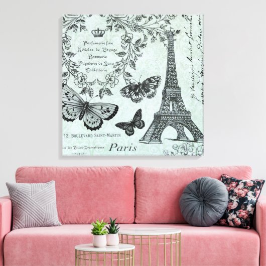 Vintager Eiffelturm gedehnte Leinwand (Insitu (Wohnzimmer))