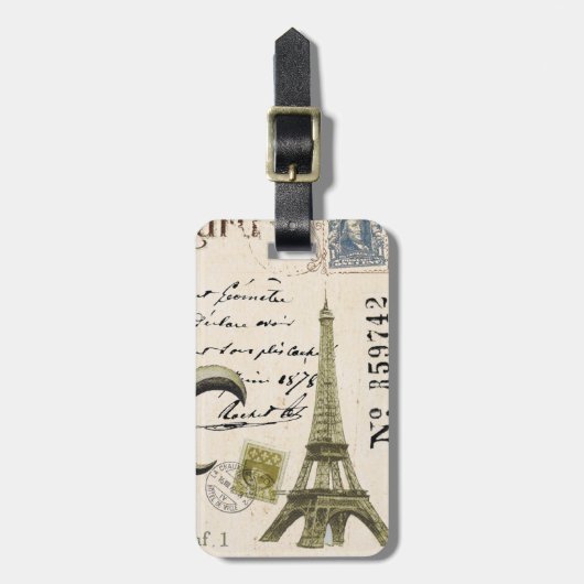 Vintager Eiffelturm - Gepäckmarke Gepäckanhänger (Vorderseite vertikal)