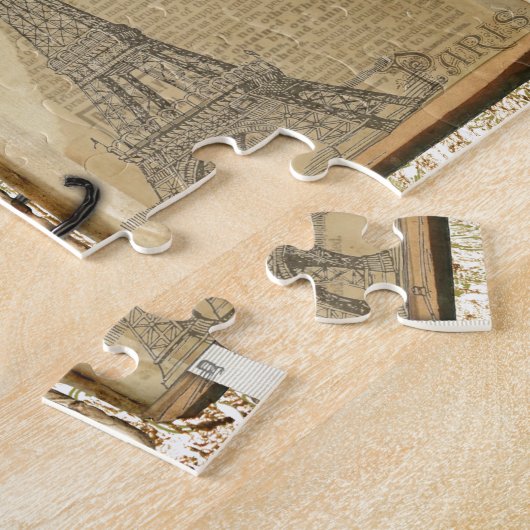 Vintager Eiffelturm & Girl - Liebe Paris Puzzle (Seite)