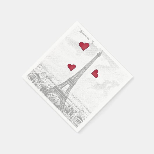 Vintager Eiffelturm - Herz Serviette (Ecke)