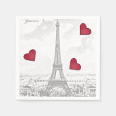 Vintager Eiffelturm - Herz Serviette (Vorderseite)