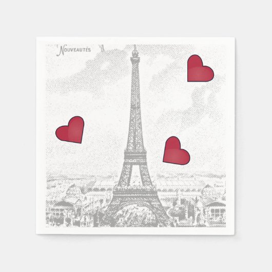 Vintager Eiffelturm - Herz Serviette (Vorderseite)