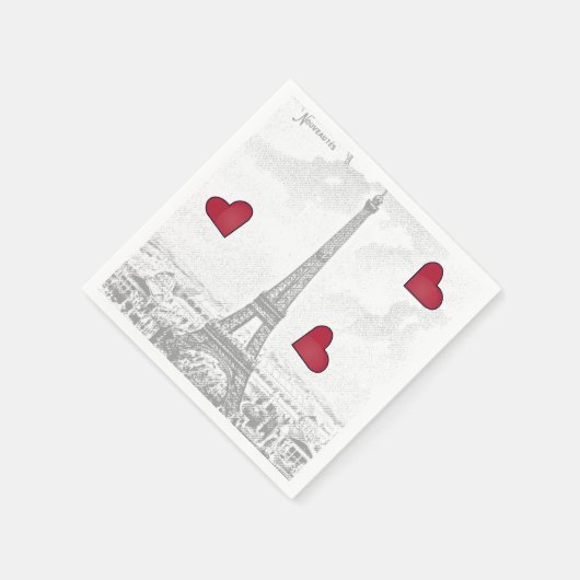 Vintager Eiffelturm - Herz Serviette (Ecke)