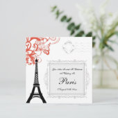 Vintager Eiffelturm in Paris Einladung (Stehend Vorderseite)