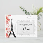Vintager Eiffelturm in Paris Einladung (Stehend Vorderseite)
