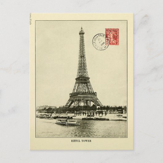 Vintager Eiffelturm in Paris Postkarte (Vorderseite)