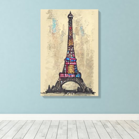 Vintager Eiffelturm Leinwanddruck (Insitu (Holzboden))