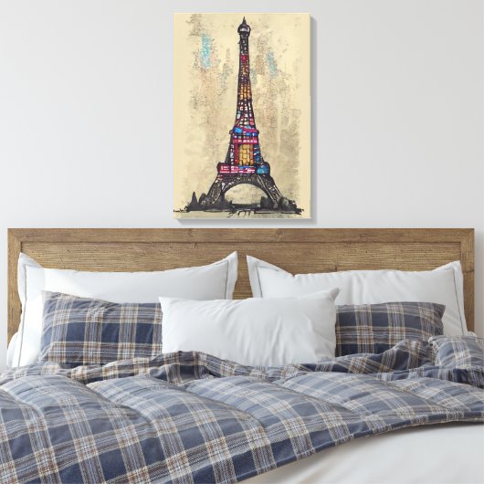 Vintager Eiffelturm Leinwanddruck (Insitu (Schlafzimmer))