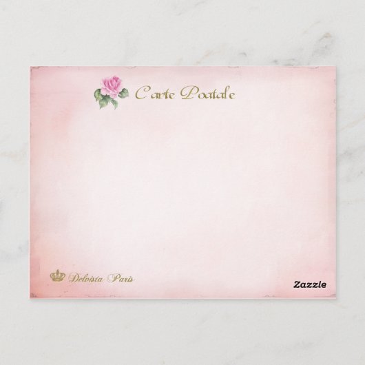 Vintager Eiffelturm mit rosa Rosen Postkarte (Rückseite)