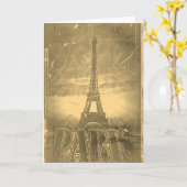 Vintager Eiffelturm Paris #3 - Grußkarten Karte (Gelbe Blume)