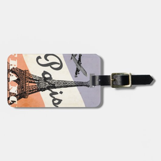 Vintager Eiffelturm Paris Gepäckanhänger (Vorderseite horizontal)