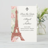Vintager Eiffelturm Paris Grüne Hochzeit Save The Date (Stehend Vorderseite)