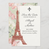 Vintager Eiffelturm Paris Grüne Hochzeit Save The Date (Vorne/Hinten)