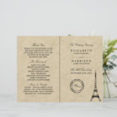 Vintager Eiffelturm Paris Hochzeitsprogramm (Stehend Vorderseite)