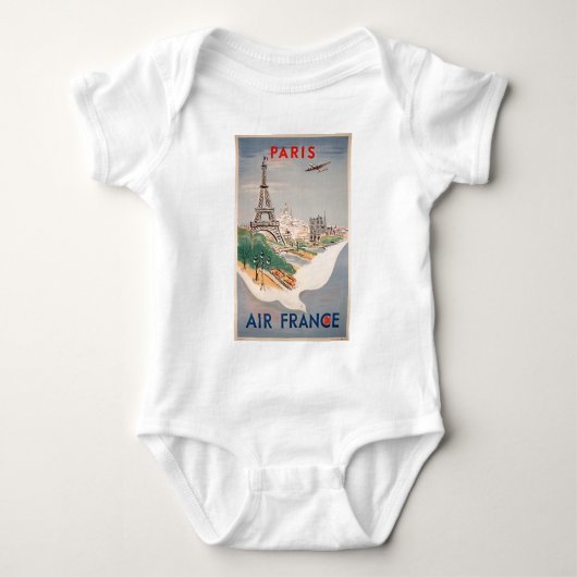 Vintager Eiffelturm Paris Luftreisewerbung Baby Strampler (Vorderseite)