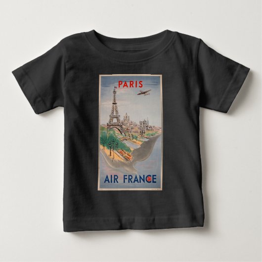 Vintager Eiffelturm Paris Luftreisewerbung Baby T-shirt (Vorderseite)