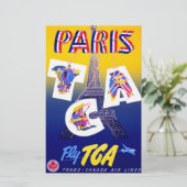 Vintager Eiffelturm Paris Luftreisewerbung Briefpapier (Stehend Vorderseite)
