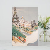 Vintager Eiffelturm Paris Luftreisewerbung Briefpapier (Stehend Vorderseite)