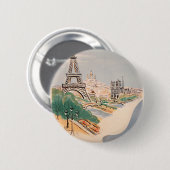 Vintager Eiffelturm Paris Luftreisewerbung Button (Vorne & Hinten)