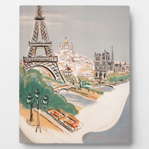 Vintager Eiffelturm Paris Luftreisewerbung Fotoplatte