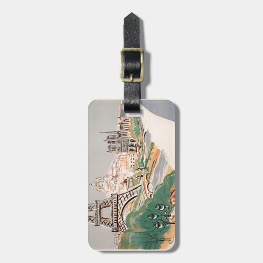 Vintager Eiffelturm Paris Luftreisewerbung Gepäckanhänger (Vorderseite vertikal)