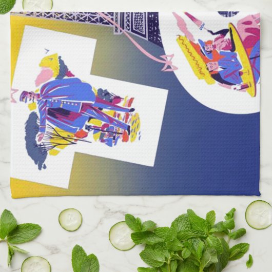 Vintager Eiffelturm Paris Luftreisewerbung Geschirrtuch (Gefaltet)