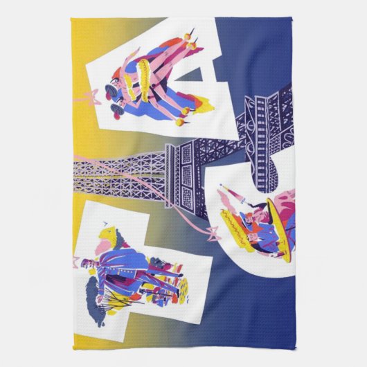 Vintager Eiffelturm Paris Luftreisewerbung Geschirrtuch (Vertikal)