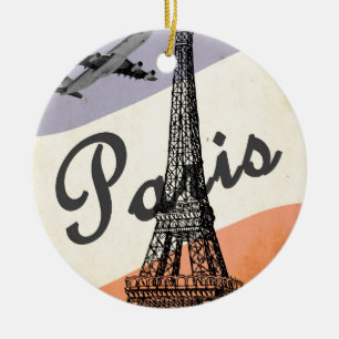 Vintager Eiffelturm Paris Luftreisewerbung Keramik Ornament