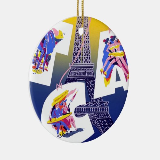 Vintager Eiffelturm Paris Luftreisewerbung Keramikornament (Rechts)