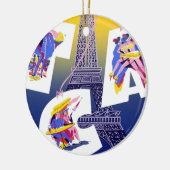Vintager Eiffelturm Paris Luftreisewerbung Keramikornament (Links)