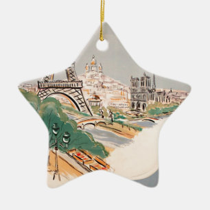 Vintager Eiffelturm Paris Luftreisewerbung Keramikornament