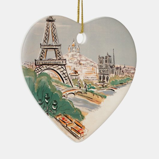 Vintager Eiffelturm Paris Luftreisewerbung Keramikornament (Rechts)