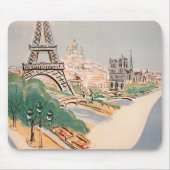 Vintager Eiffelturm Paris Luftreisewerbung Mousepad (Vorne)