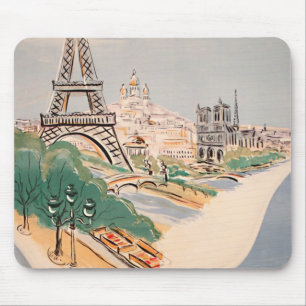 Vintager Eiffelturm Paris Luftreisewerbung Mousepad