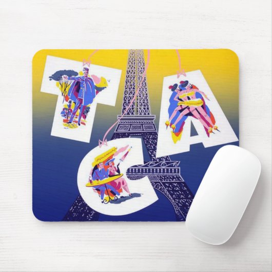 Vintager Eiffelturm Paris Luftreisewerbung Mousepad (Mit Mouse)