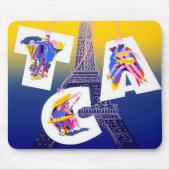Vintager Eiffelturm Paris Luftreisewerbung Mousepad (Vorne)