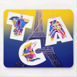 Vintager Eiffelturm Paris Luftreisewerbung Mousepad