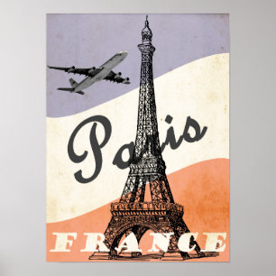 Vintager Eiffelturm Paris Luftreisewerbung Poster