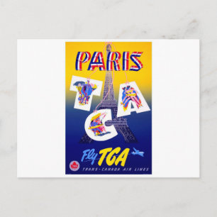 Vintager Eiffelturm Paris Luftreisewerbung Postkarte