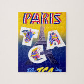Vintager Eiffelturm Paris Luftreisewerbung Puzzle (Vertikal)