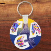 Vintager Eiffelturm Paris Luftreisewerbung Schlüsselanhänger (Vorderseite)