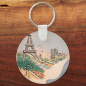Vintager Eiffelturm Paris Luftreisewerbung Schlüsselanhänger (Vorderseite)