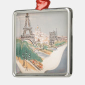 Vintager Eiffelturm Paris Luftreisewerbung Silbernes Ornament (Links)