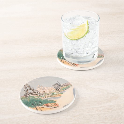 Vintager Eiffelturm Paris Luftreisewerbung Untersetzer (Seite)