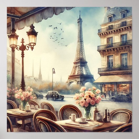 Vintager Eiffelturm Paris Malerei Poster (Vorne)