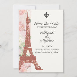 Vintager Eiffelturm Paris Pink Wedding Save The Date