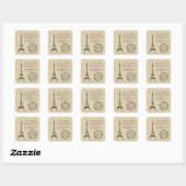 Vintager Eiffelturm Paris Postmark Gastgeschenk Ho Quadratischer Aufkleber (Blatt)