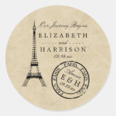 Vintager Eiffelturm Paris Postmark Gastgeschenk Ho Runder Aufkleber (Vorderseite)