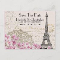 Vintager Eiffelturm Pariser Stil Save the Date