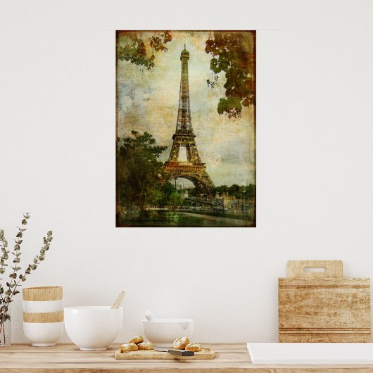 Vintager Eiffelturm Poster (Küche)